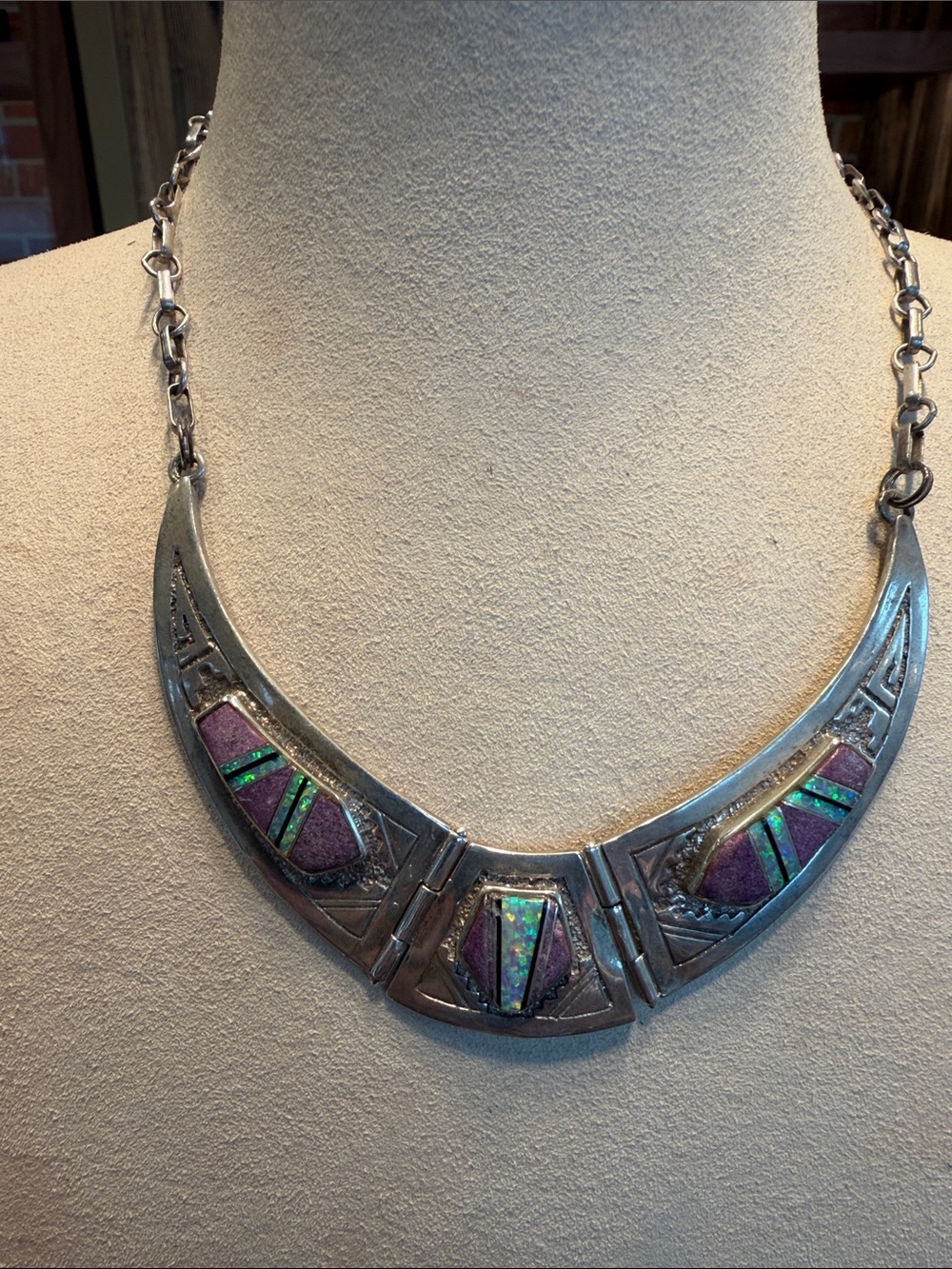 Calvin Begay Festoon with Charoite, Opal and Onyx, 16”